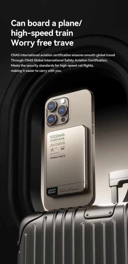 Travel Portable 10000mAh Wireless Magnetic PowerBank Fast Charging Ultra Capacity Digital External Battery PowerBank For Magsafe