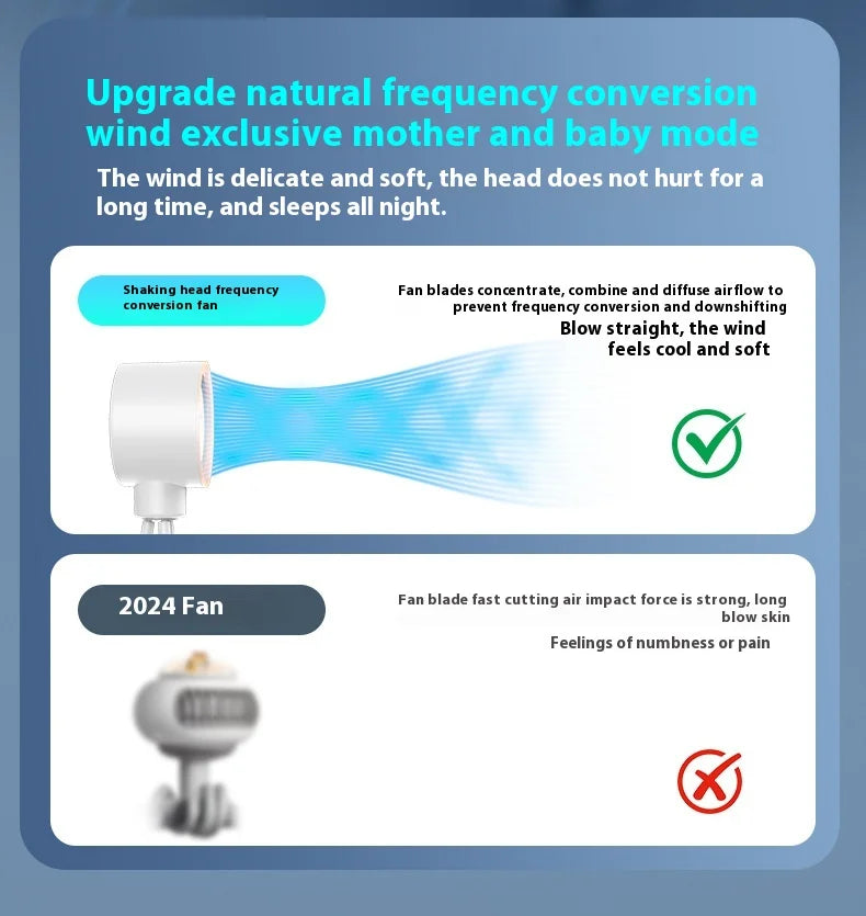 2025new fan ICE super cooling conductor desktop bedside variable frequency shaking head digital display octopus shaking head fan