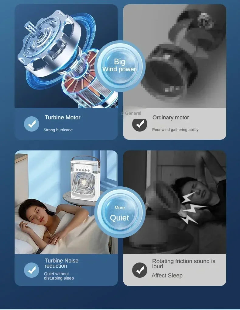 Super Cooling Desktop Small Fan Spray Air Conditioning Fan Cooling Miracle Air Cooler Dormitory Small USB Electric Fan Amagi