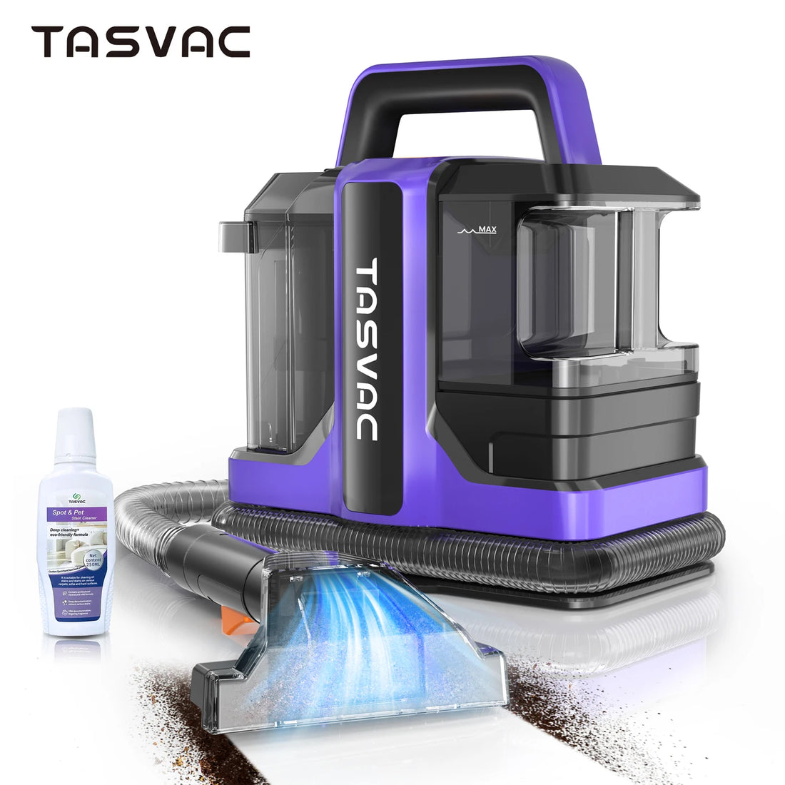 TASVAC C7 Portable Carpet &amp; Upholstery Cleaner Machine, Spot And Stain Deep Cleaner With Two Brushes &amp; Remover Formula For Pets,