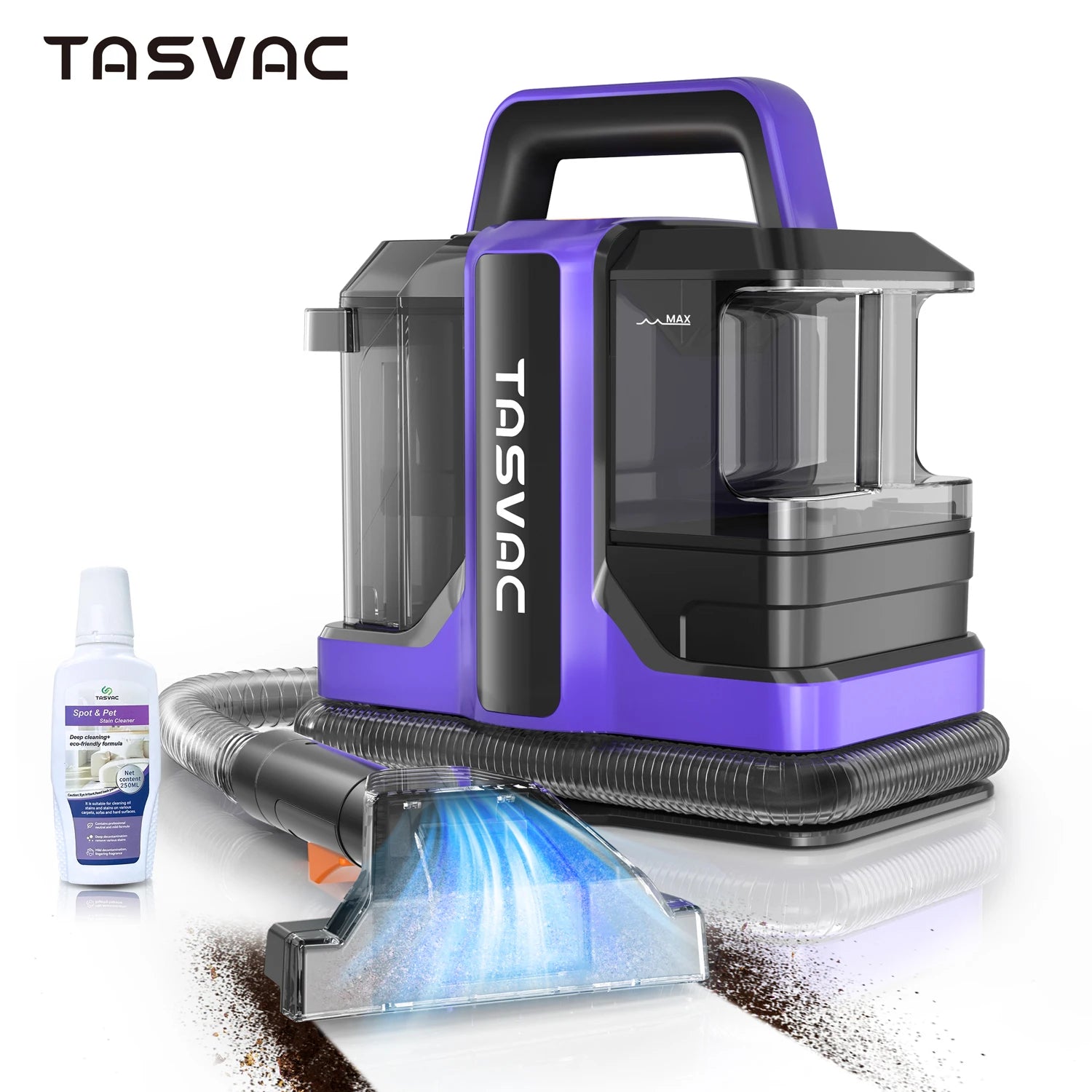 TASVAC C7 Portable Carpet &amp; Upholstery Cleaner Machine, Spot And Stain Deep Cleaner With Two Brushes &amp; Remover Formula For Pets,