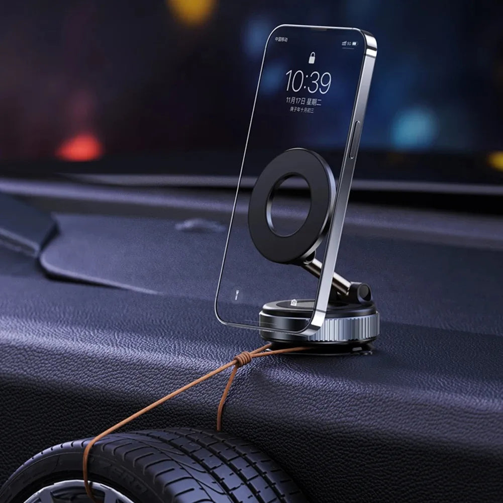360° foldable vacuum magnetic phone stand, magnetic car phone stand, hands-free suction cup phone stand, smooth surface