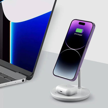 Magnetic Wireless Charger Stand 15W 2 in 1 Phone Charging Station Dock For iPhone 15 14 13 12 Pro Max AirPods Pro Fast Chargers