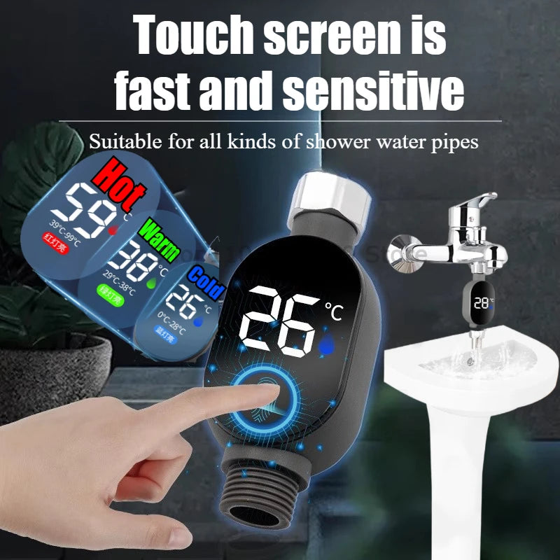 Black Bathroom Led Display 0℃~99℃ Home Water Shower Thermometer Water Accurate Temperature Measurement Meter Bathroom