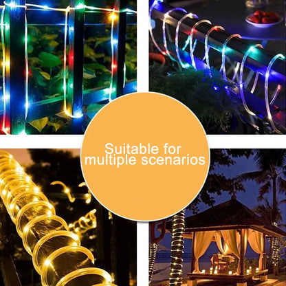 Solar Light String Tube Light Outdoor Atmosphere Light Small Color Light String Light Waterproof LED Courtyard