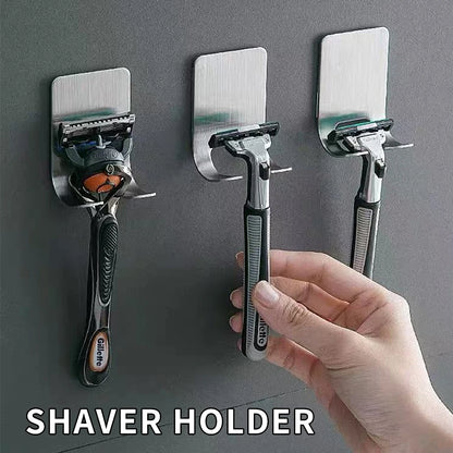 2CPS Stainless Steel Shaver Rack - Bathroom Shaver Hook - Hanging Rack Storage Bracket - Old-Fashioned Manual Shaver Holder
