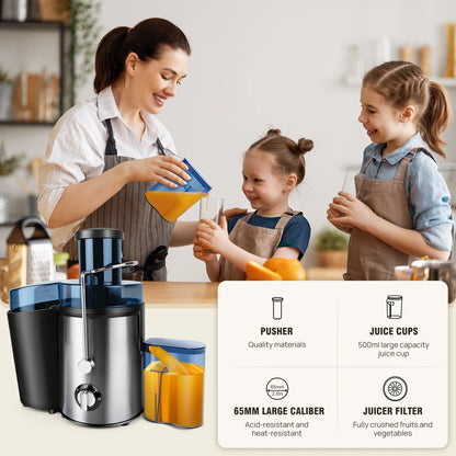 BRIEFNESS 400W Juicer ,2 Speed Electric Juicer Machines ,500ml Capacity, 65mm Wide Mouth Feed Chute for Fruit and Vegetables