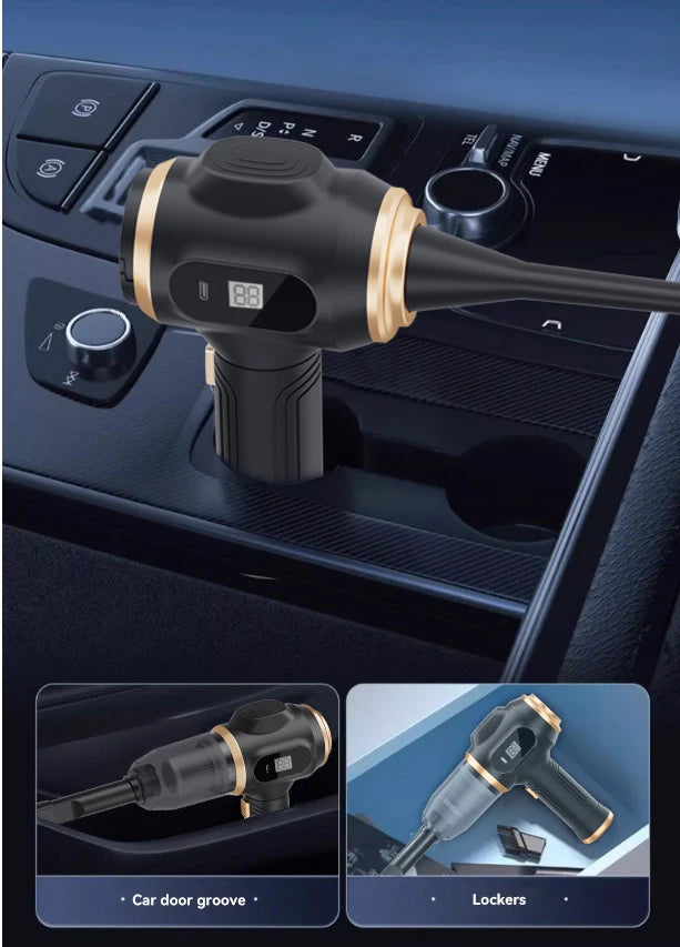 Powerful 2-in-1 Air Duster &amp; Vacuum, Handheld Cordless Cleaner with Digital Display for Electronics Car Home Office
