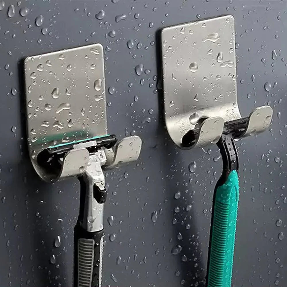 2CPS Stainless Steel Shaver Rack - Bathroom Shaver Hook - Hanging Rack Storage Bracket - Old-Fashioned Manual Shaver Holder
