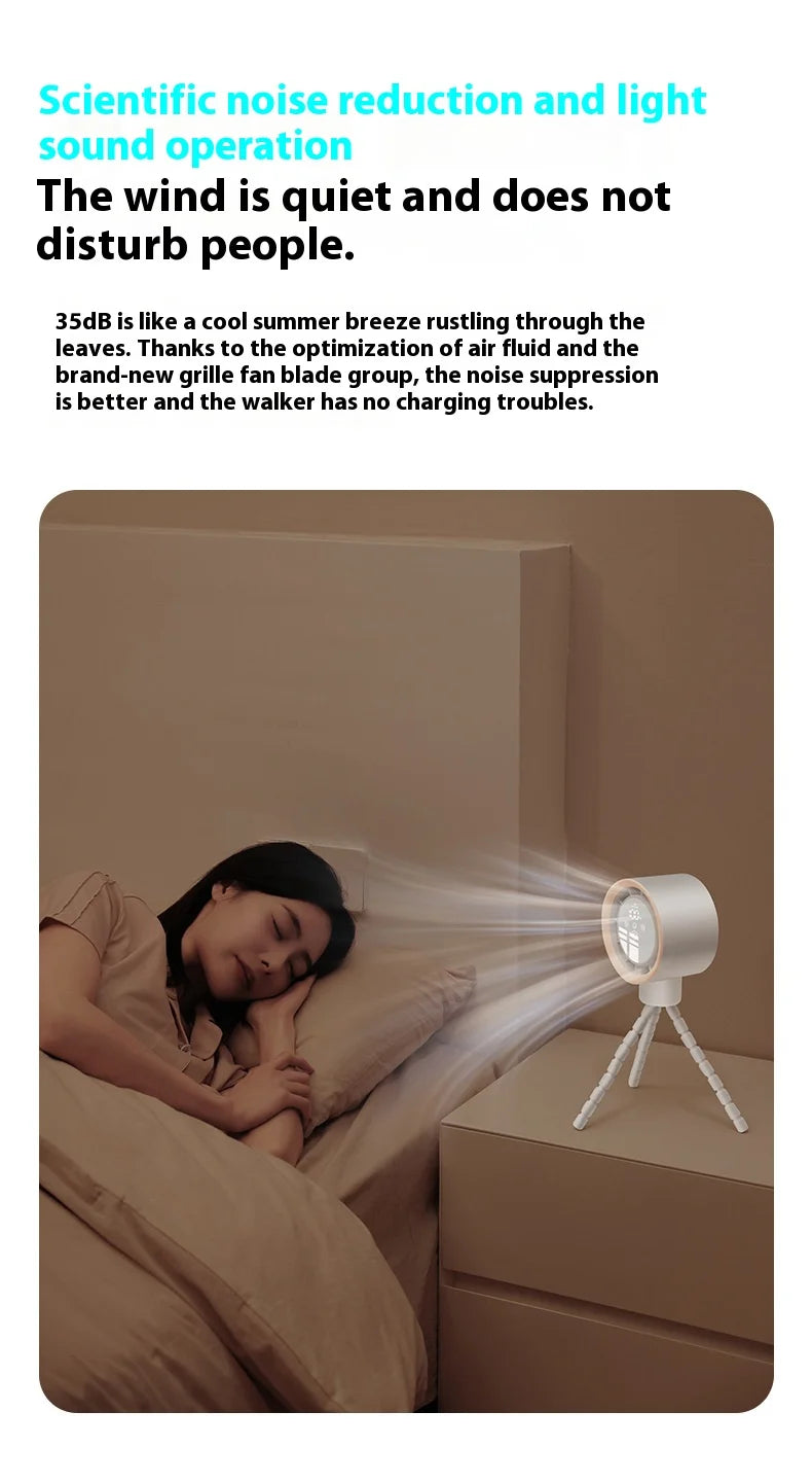 2025new fan ICE super cooling conductor desktop bedside variable frequency shaking head digital display octopus shaking head fan