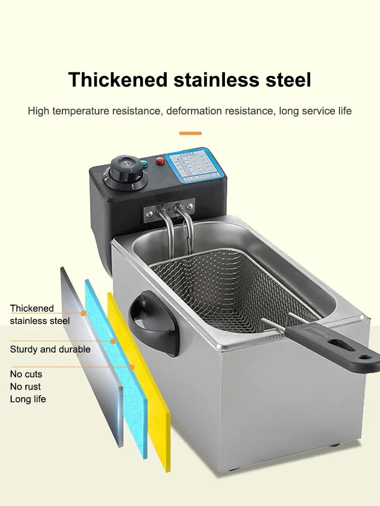 4L Electric Deep Fryers Oil Oven Adjustable Thermostat Fried Chicken Grill French Fries Frying Machine Heating Cooker 2000W