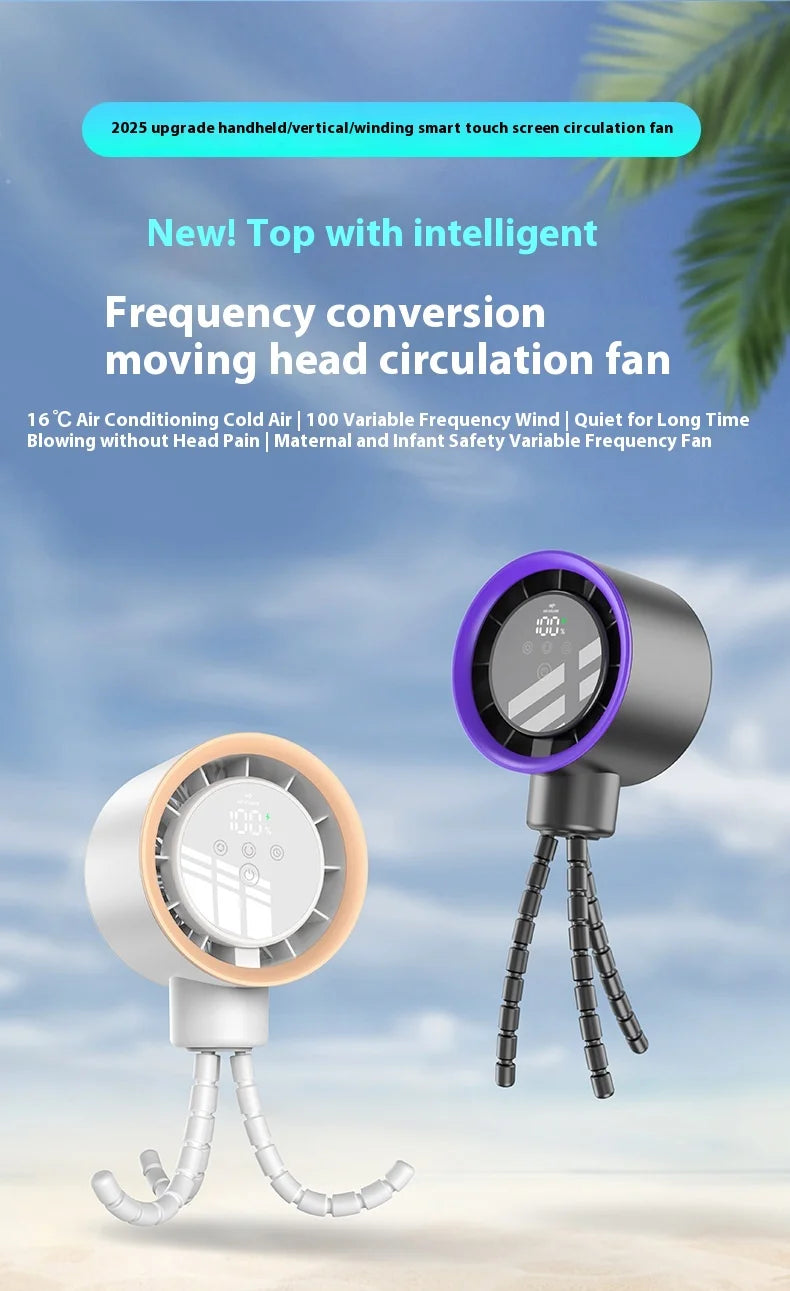 2025new fan ICE super cooling conductor desktop bedside variable frequency shaking head digital display octopus shaking head fan