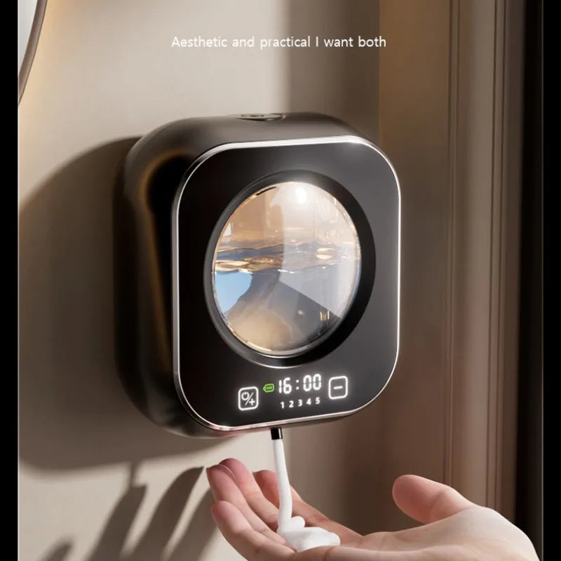 Wall Mounted Automatic Soap Dispenser with Large Capacity Non-contact Rechargeable Sensor Kitchen with LED Intelligence Cleaning