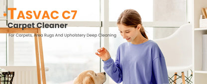 TASVAC C7 Portable Carpet &amp; Upholstery Cleaner Machine, Spot And Stain Deep Cleaner With Two Brushes &amp; Remover Formula For Pets,