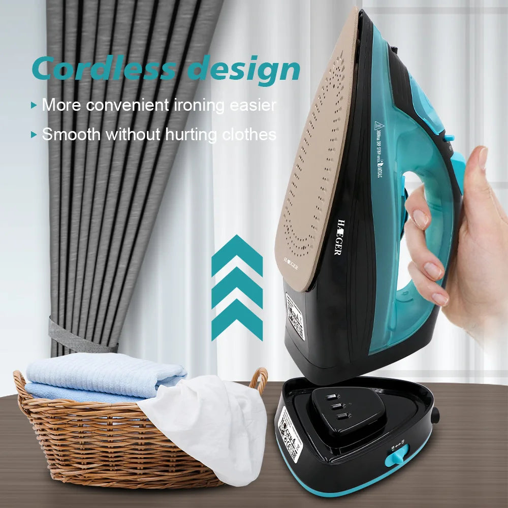 Steam Iron for Clothes,220V 2400W Handheld Electric Iron ,Wireless, Adjustable Temperature,Titanium Infused Ceramic Soleplate