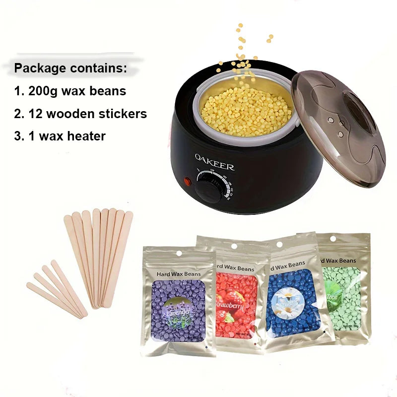 [Us Plug] 200ml Wax Melting Machine, Wax Heating Pot, Wax Hair Removal Machine, Wax Bean Machine, With 200g Wax Beans