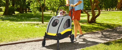 Premium Dog Stroller Pram 4 Wheel Foldable Cart Travel Walk Pet Jogger Wagon for Small Medium Large Dogs