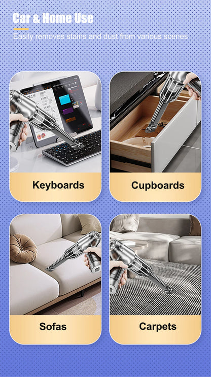 Car Vacuum Cleaner 95000PA Wireless Portable Vacuum Cleaner For Car Home Strong Suction Handheld 2 in 1 Vacuum Cleaner Blower