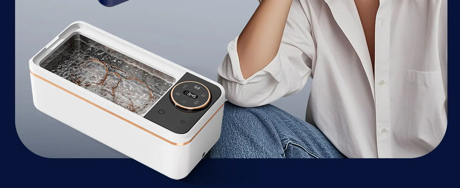 Ultrasonic 55KHZ Cleaning Machine Soundwave Technology Deep Cleaning Appliance for Glasses Dentures Jewelry Makeup Brushes