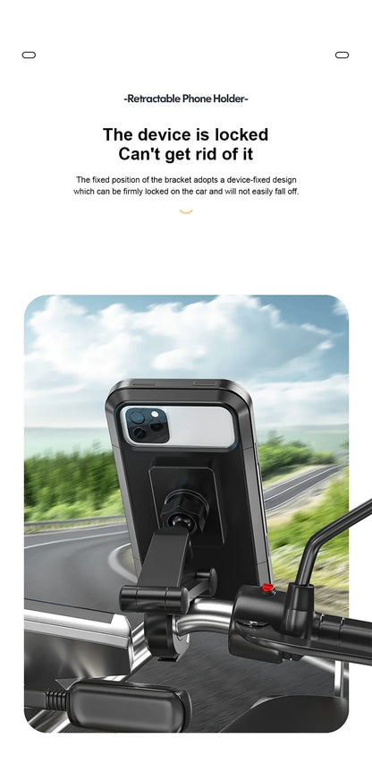 2024 New Motorcycle Phone Stand Waterproof Universal Bicycle Rotation 360 ° Adjustable Motorcycle Phone Stand