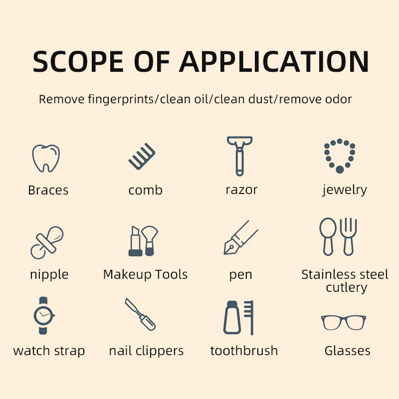 250mAh Ultrasonic Glasses Cleaning Machine Ultrasound Timed jewelry toothbrush High Frequency Ultrasonic Cleaner Bath 2026