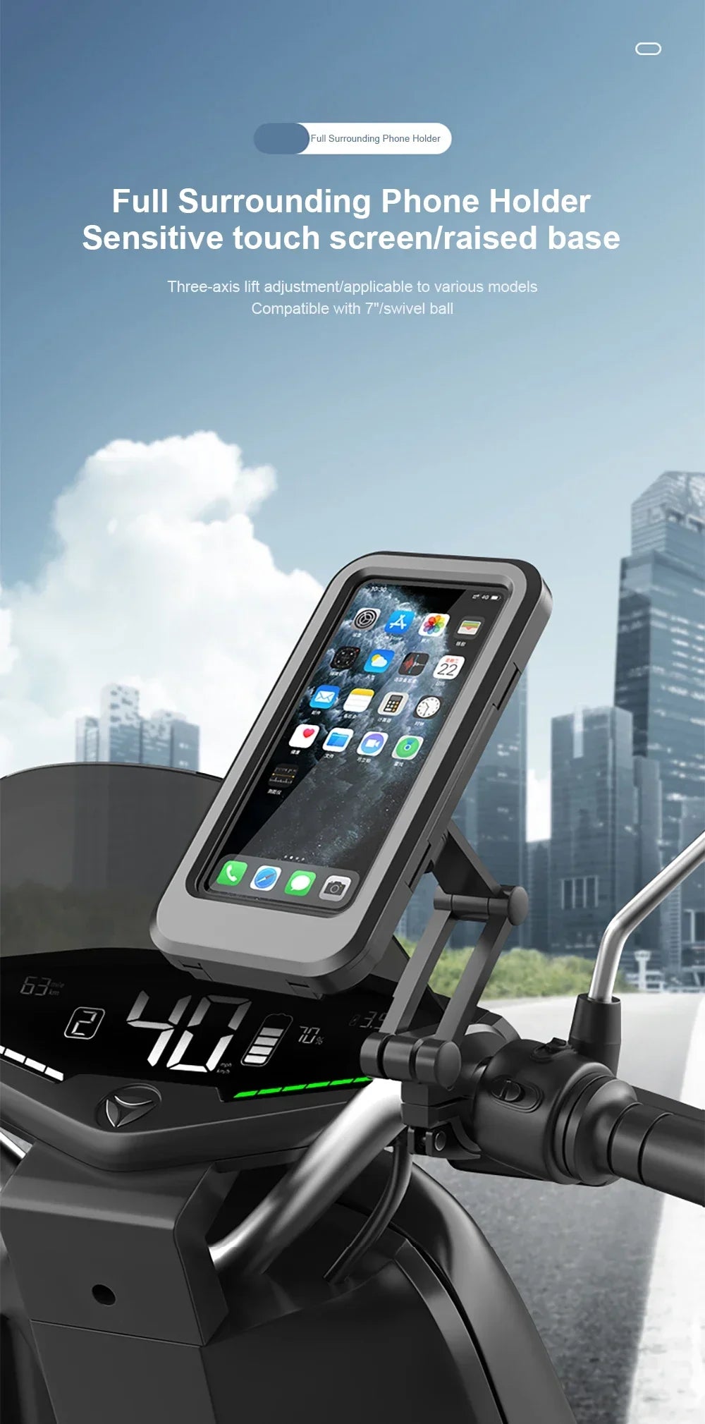 2024 New Motorcycle Phone Stand Waterproof Universal Bicycle Rotation 360 ° Adjustable Motorcycle Phone Stand