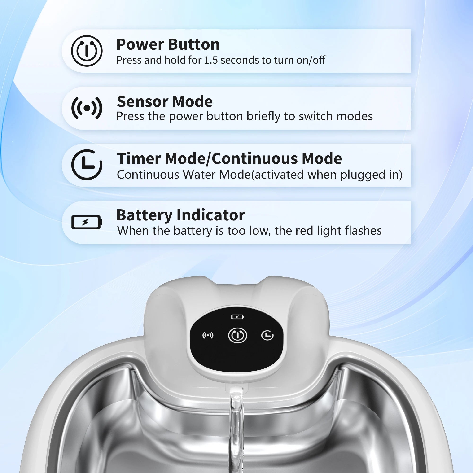 3.5L Wireless Pet Water Dispenser Cat Water Fountain With Stainless Steel Pallet 4000mAh Battery Motion-Sensing Water Dispensing