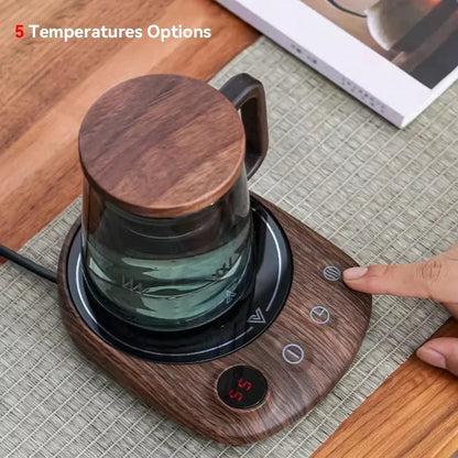 200W Electric Beverage Heating Plate Smart Milk Tea Coffee Cup Mug Warmer for Desk 5 Temperatures with Timer Automatic Shut Off