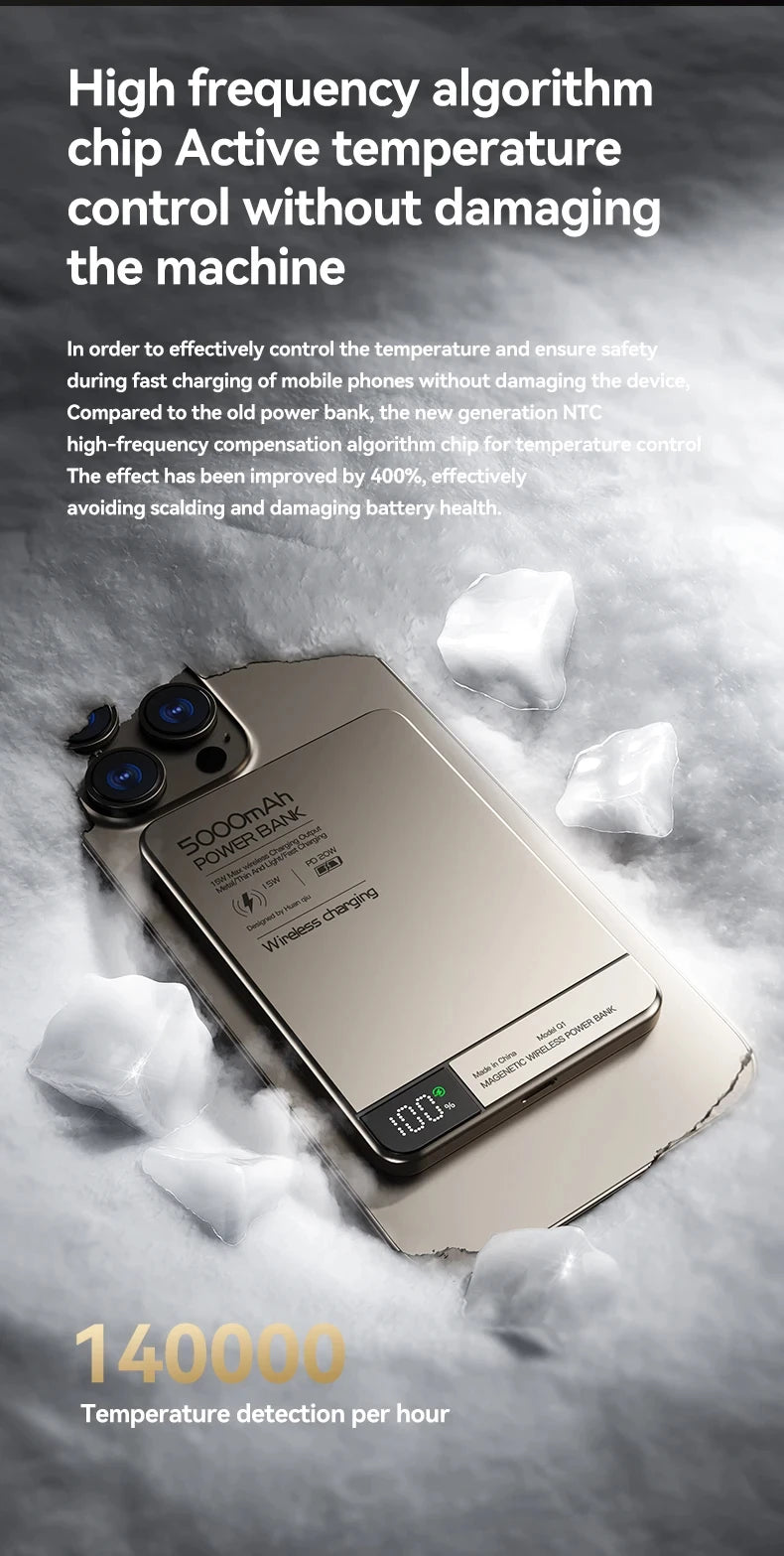 Travel Portable 10000mAh Wireless Magnetic PowerBank Fast Charging Ultra Capacity Digital External Battery PowerBank For Magsafe