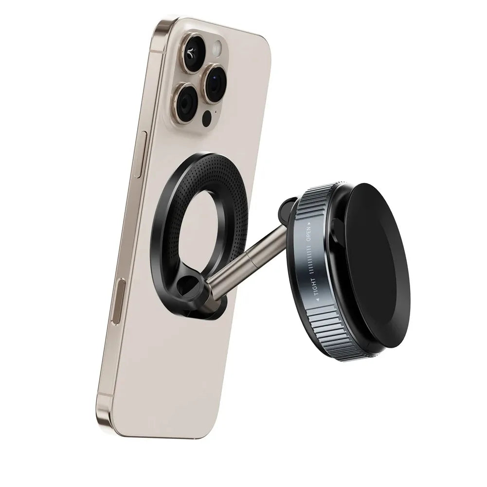 360° foldable vacuum magnetic phone stand, magnetic car phone stand, hands-free suction cup phone stand, smooth surface