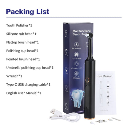 Rotatable Electric Tooth Polisher Teeth Whitening Strips Set Plaque Tartar Remover Dental Stone Cleaner Teeth Cleaning Polishing