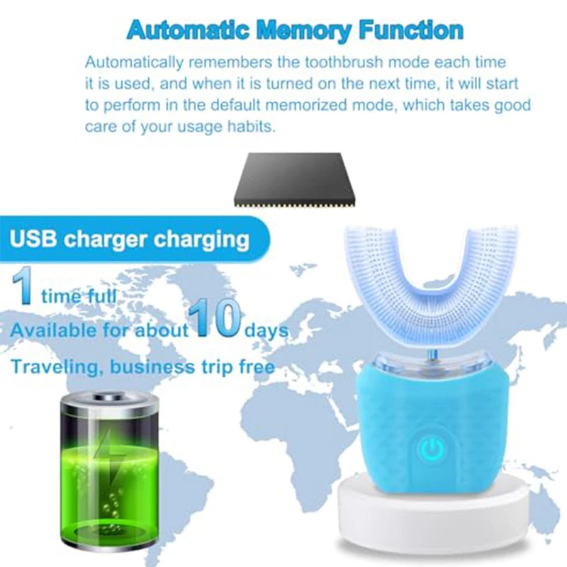 Electric U Shaped Type Toothbrush 360 Degrees Ultrasonic Children Adults Whitening Silicone Automatic Electric Toothbrush