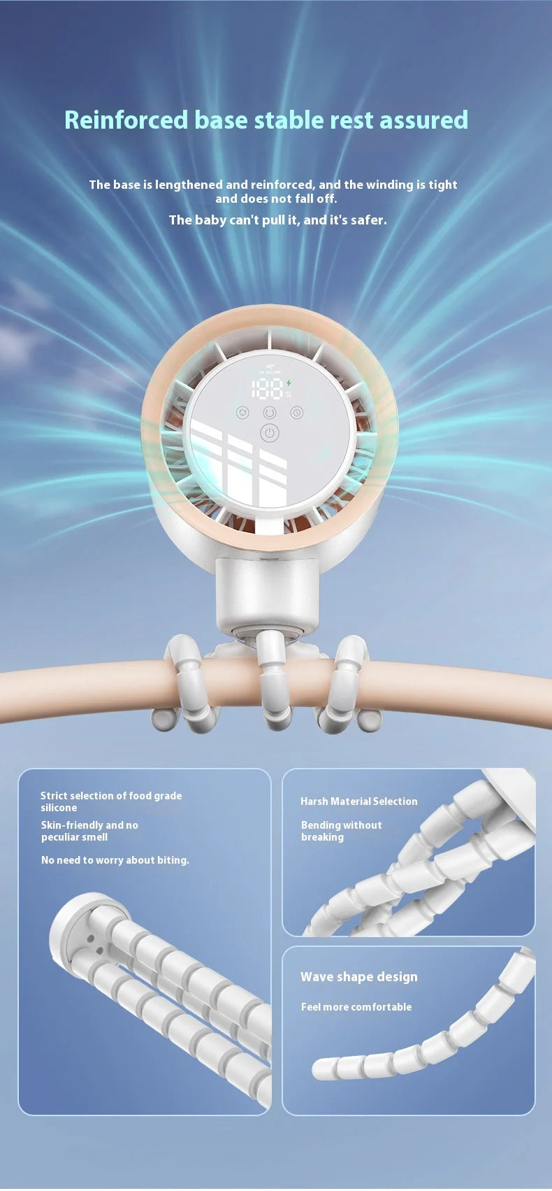 2025new fan ICE super cooling conductor desktop bedside variable frequency shaking head digital display octopus shaking head fan