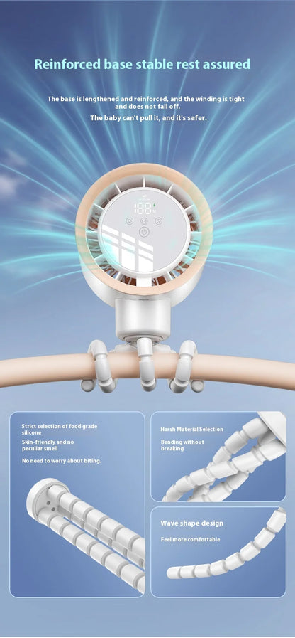 2025new fan ICE super cooling conductor desktop bedside variable frequency shaking head digital display octopus shaking head fan