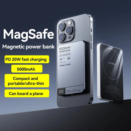 Travel Portable 10000mAh Wireless Magnetic PowerBank Fast Charging Ultra Capacity Digital External Battery PowerBank For Magsafe
