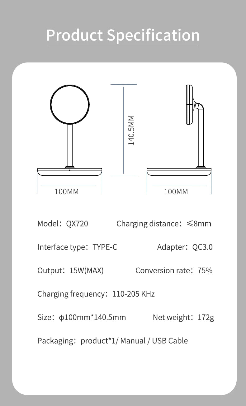 Magnetic Wireless Charger Stand 15W 2 in 1 Phone Charging Station Dock For iPhone 15 14 13 12 Pro Max AirPods Pro Fast Chargers