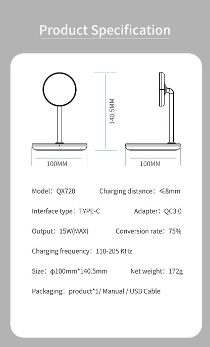 Magnetic Wireless Charger Stand 15W 2 in 1 Phone Charging Station Dock For iPhone 15 14 13 12 Pro Max AirPods Pro Fast Chargers