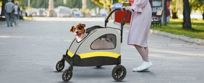Premium Dog Stroller Pram 4 Wheel Foldable Cart Travel Walk Pet Jogger Wagon for Small Medium Large Dogs
