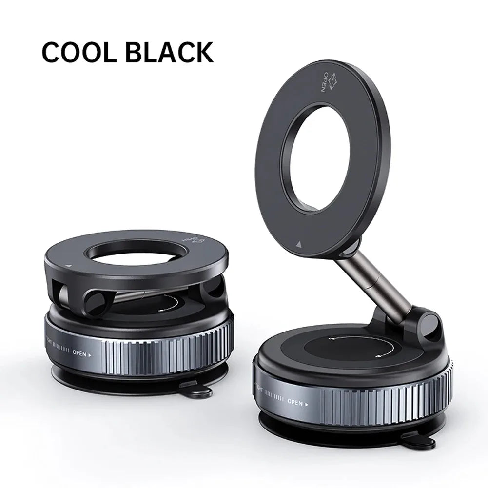 360° foldable vacuum magnetic phone stand, magnetic car phone stand, hands-free suction cup phone stand, smooth surface