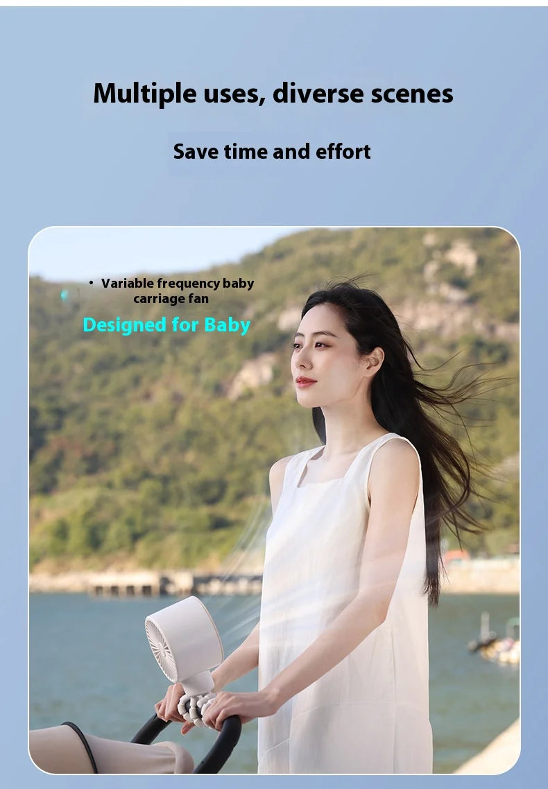 2025new fan ICE super cooling conductor desktop bedside variable frequency shaking head digital display octopus shaking head fan