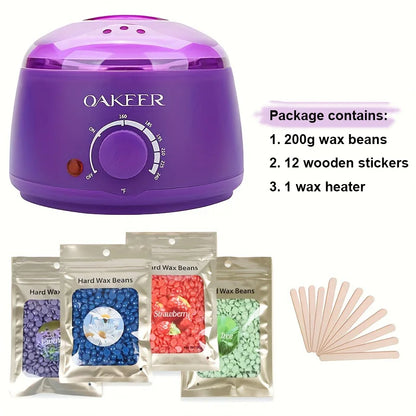 [Us Plug] 200ml Wax Melting Machine, Wax Heating Pot, Wax Hair Removal Machine, Wax Bean Machine, With 200g Wax Beans