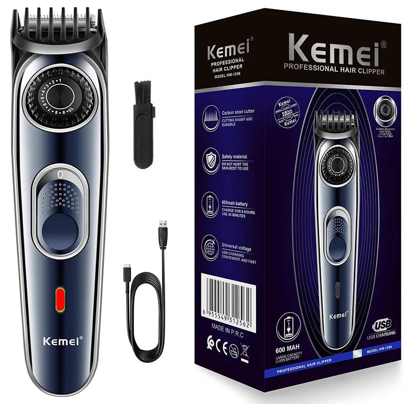 Kemei Cordless Adjustable 1-10mm Hair Trimmer For Men Face Beard Trimmer Rechargeable Edge Hair Clipper Electric Lithium Battery