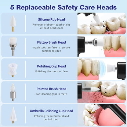 Rotatable Electric Tooth Polisher Teeth Whitening Strips Set Plaque Tartar Remover Dental Stone Cleaner Teeth Cleaning Polishing