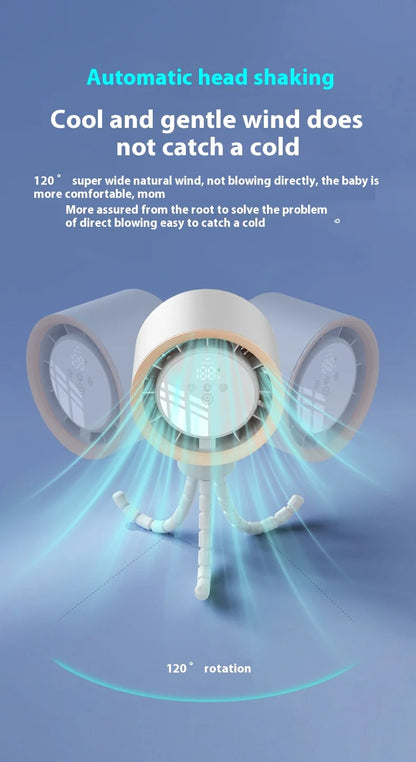 2025new fan ICE super cooling conductor desktop bedside variable frequency shaking head digital display octopus shaking head fan