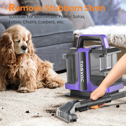 TASVAC C7 Portable Carpet &amp; Upholstery Cleaner Machine, Spot And Stain Deep Cleaner With Two Brushes &amp; Remover Formula For Pets,