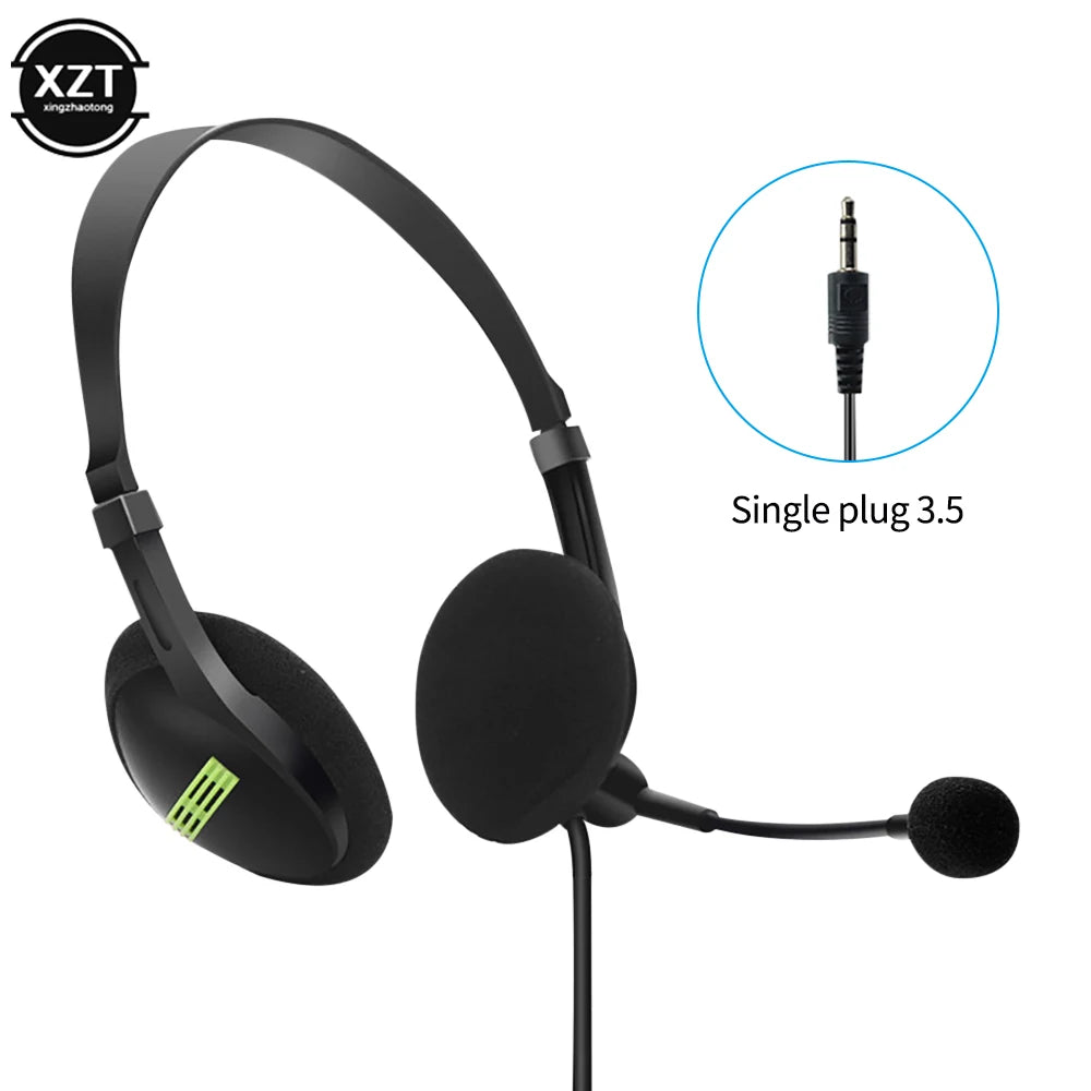 3.5mm Wired Headset Microphone Universal Computer Headset Wired Office Headset Microphone