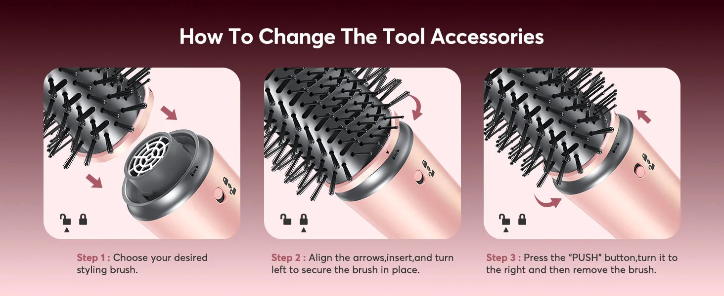 High Speed 5 in 1 Hair Dryer Hot Air Comb Set,Hair Brush Curling Iron Hair Straightener Styling Tool For Blow Dryer Gift Box
