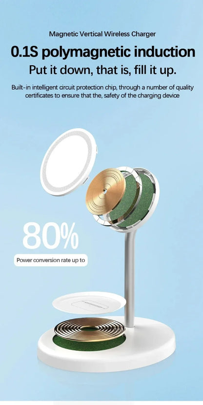 Upgraded 30W Magnetic 2 in 1 Wireless Charger Stand For iPhone 16-12 Pro Max AirPod Pro Fast Phone Charging Station Holder