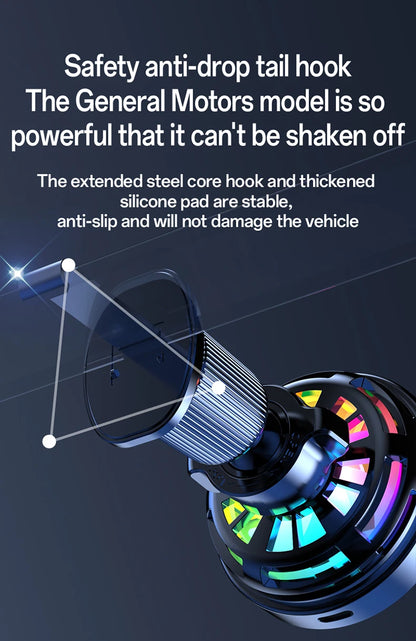 Qi2.2 25W Air-Cooling Car Magnetic Wireless Charger LED Light Phone Stand For Magsafe iPhone 17~12 Pro Max Fast Charging Station