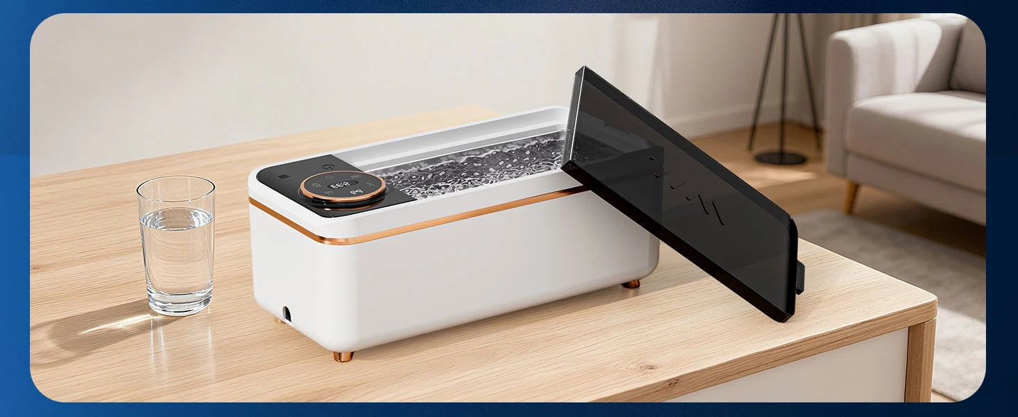Ultrasonic 55KHZ Cleaning Machine Soundwave Technology Deep Cleaning Appliance for Glasses Dentures Jewelry Makeup Brushes